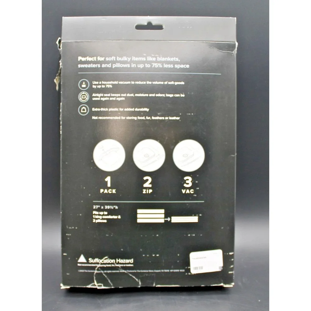 Container Store Large Vacuum Storage Bags 2 Pack 27x39.5 New Damaged Box